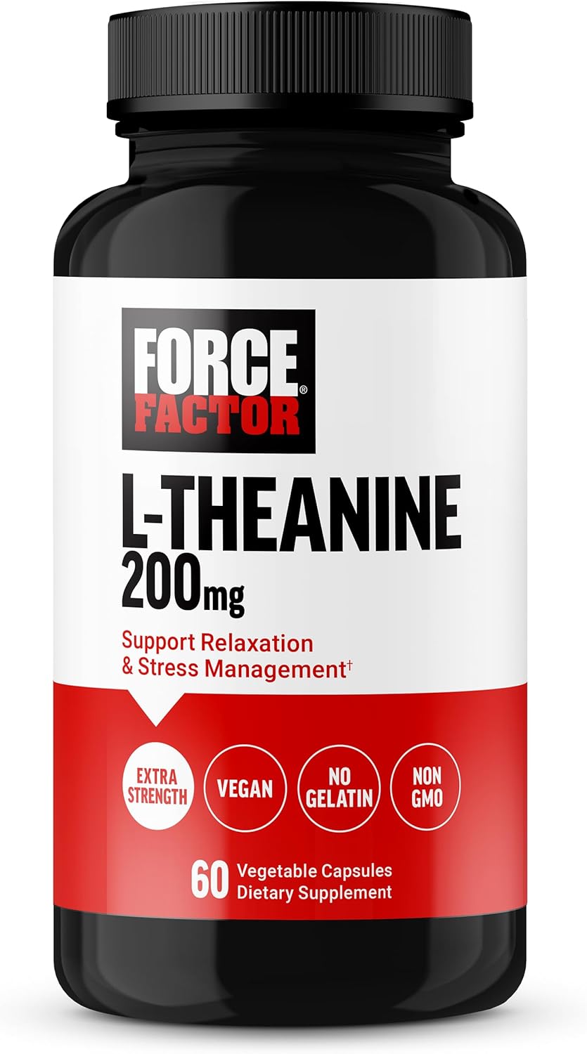 FORCE FACTOR Extra Strength L-Theanine Stress Relief, and Supporting Calm Relaxation 200mg 60 Veg - Görsel 2