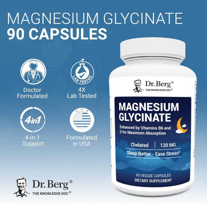Dr. Berg Maximum Strength 4-in-1 Chelated Magnesium Glycinate D3, B6 & Zinc 90 Caps - Görsel 4