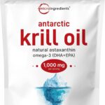 Micro Ingredients Antarctic Krill Oil Astaxanthin Omega-3s EPA & DHA 1000mg 150 Soft-Gels