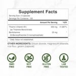 DEAL SUPPLEMENT Vitamin B1 Thiamin 500mg Benfotiamine 2 in 1 Enhanced Formula – Fat & Water Soluble 240 Caps - Görsel 3