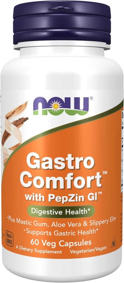 NOW Foods Gastro Comfort Mastic Gum Aloe Vera Slippery Elm Gastric Health 60 Veg Caps