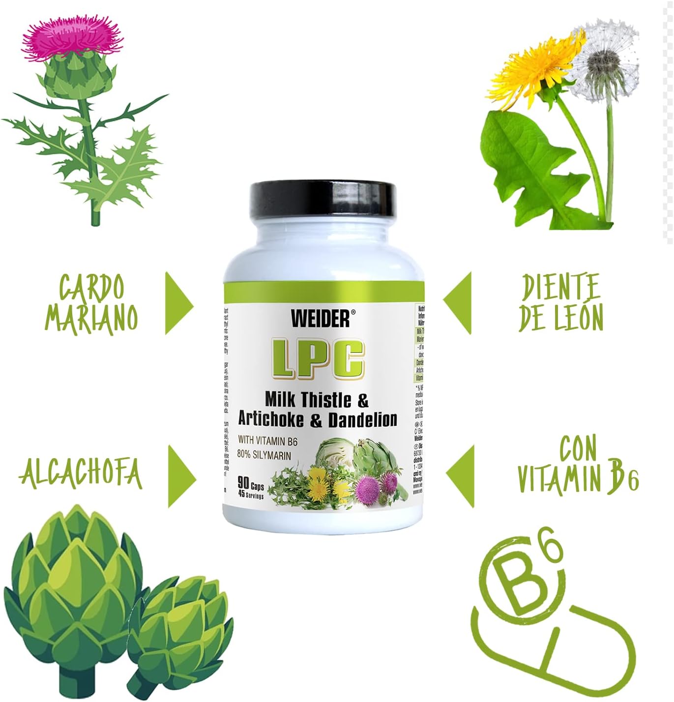 Weider LPC Liver Milk thistle(Deve dikeni)+Artichoke(Enginar) Dandelion Protector Cleanse - 90 caps - Görsel 3