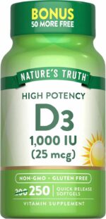 Nature's Truth, High Potency Vitamin D3, 25 mcg (1000 IU), 250 Quick Softgels