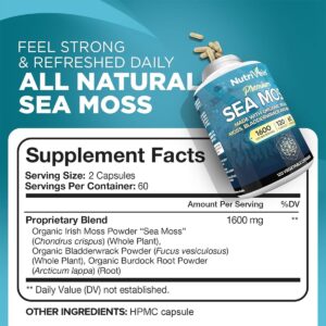 Nutrivein Sea Moss Bladderwrack Burdock Prebiotic Immune Digestive Thyroid,Skin Keto Detox Gut Joint - Görsel 3