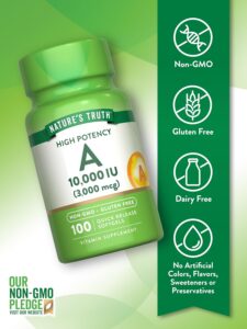 Nature's Truth, Vitamin A, High Potency, 10,000 IU (3,000 mcg), 100 Quick Softgels - Görsel 3