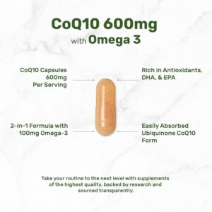 Deal Supplement CoQ10 Ubiquinone Omega 3 DHA EPA Heart Energy Brain Health Antioxidant 120 Capsules