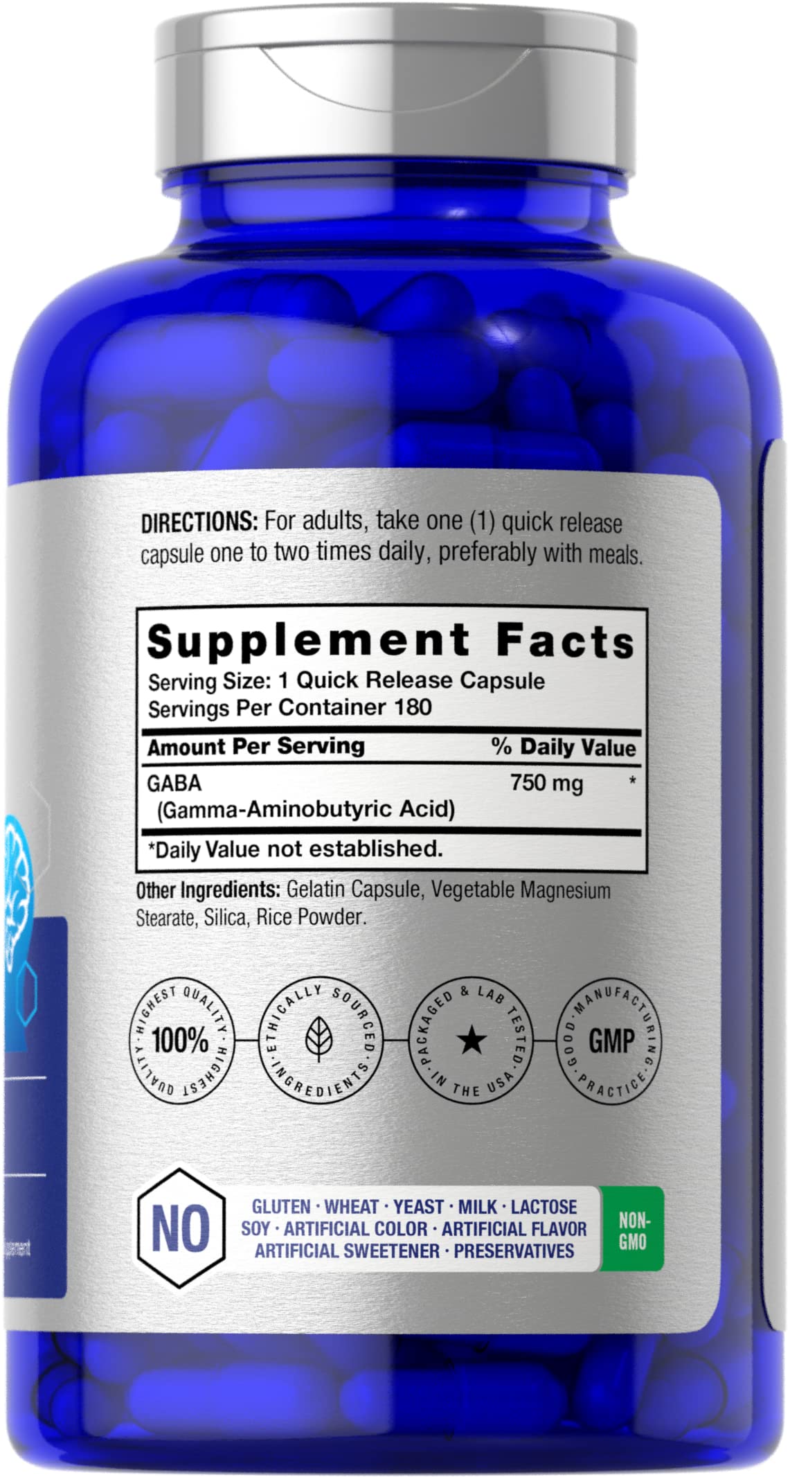 Horbäach GABA 750mg | 180 Capsules - Görsel 3