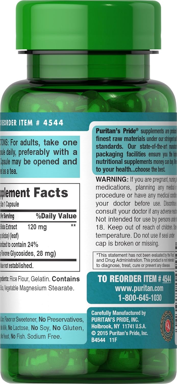 Puritan's Pride Ginkgo Biloba Extract 120 mg - 100 Caps - Görsel 4