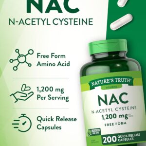NATURES TRUTH N-Acetyl Cysteine 1200 mg NAC 200 Kapsül