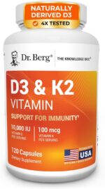 Dr. Berg Maximum Strength 7-in-1 Vitamin D3 K2 Zinc 10,000 IU 120 Caps