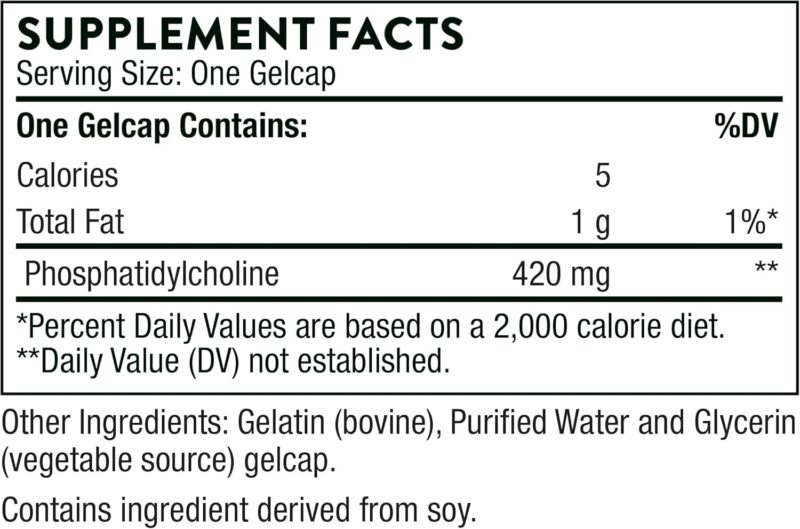 Thorne Phosphatidyl Choline - Phospholipid Complex for Cell Membrane Support Detox - 60 Gelcaps - Görsel 3