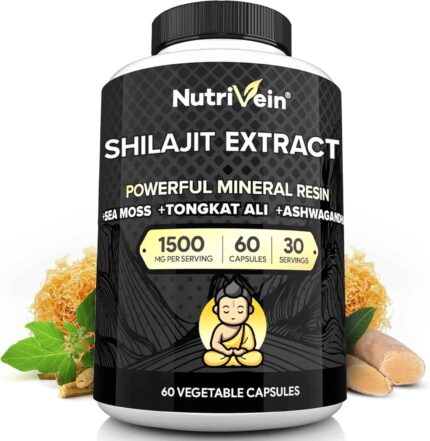 Nutrivein Premium Himalayan Shilajit with Irish Sea Moss Tongkat Ali Ashwagandha 1500 mg - 60 Caps