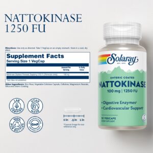 Solaray, Nattokinase,(Soya Fasulyesi Fibrinazı) 100 mg, 1,250 FU, 30 VegCaps - Görsel 2