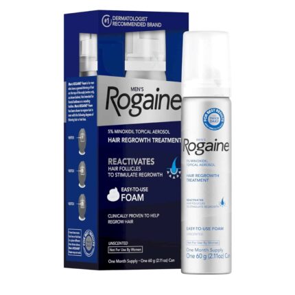 Rogaine Men's Rogaine 5% Minoxidil Foam for Hair Regrowth Topical Hair Loss Treatment for Men to Regrow Fuller Thicker Hair Unscented Minoxidil Topical Aerosol