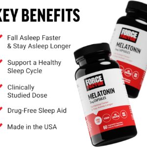 Force Factor Melatonin 3mg, Drug-Free Supplement, Vegan, Non-GMO, 60 Vegetable Caps