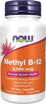 NOW Foods Supplements Methyl B-12 Nervous System Health 5000mcg, 90 Veg Caps