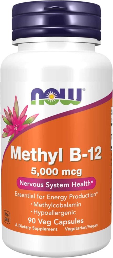 NOW Foods Supplements Methyl B-12 Nervous System Health 5000mcg, 90 Veg Caps