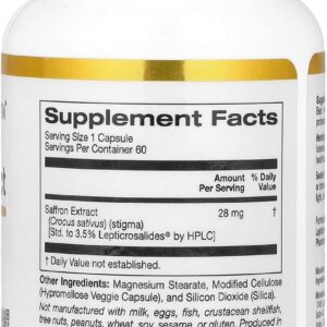 California Gold Nutrition Saffron Safran Extract with Affron®, 28 mg, 60 Veggie Capsules