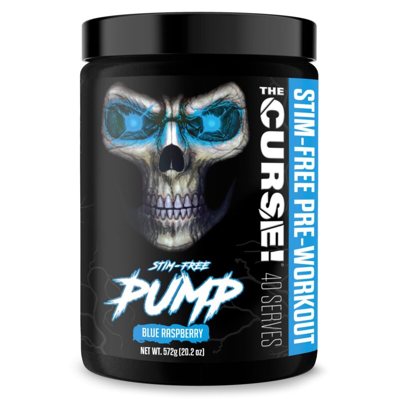 JNX SPORTS The Curse Pump Stim-Free PreWorkout Caffeine Free Nitric Oxide Booster Blue Raspberry, 40 Servings
