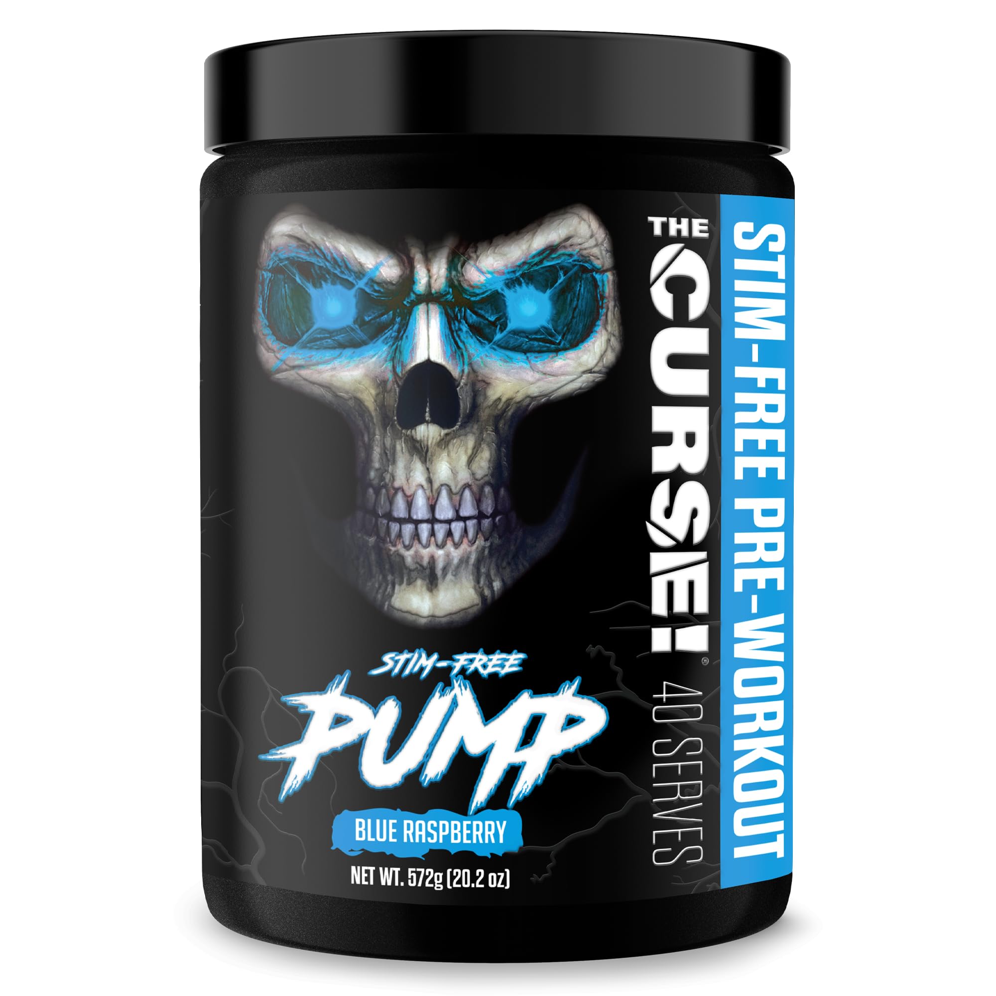 JNX SPORTS The Curse Pump Stim-Free PreWorkout Caffeine Free Nitric Oxide Booster Blue Raspberry, 40 Servings