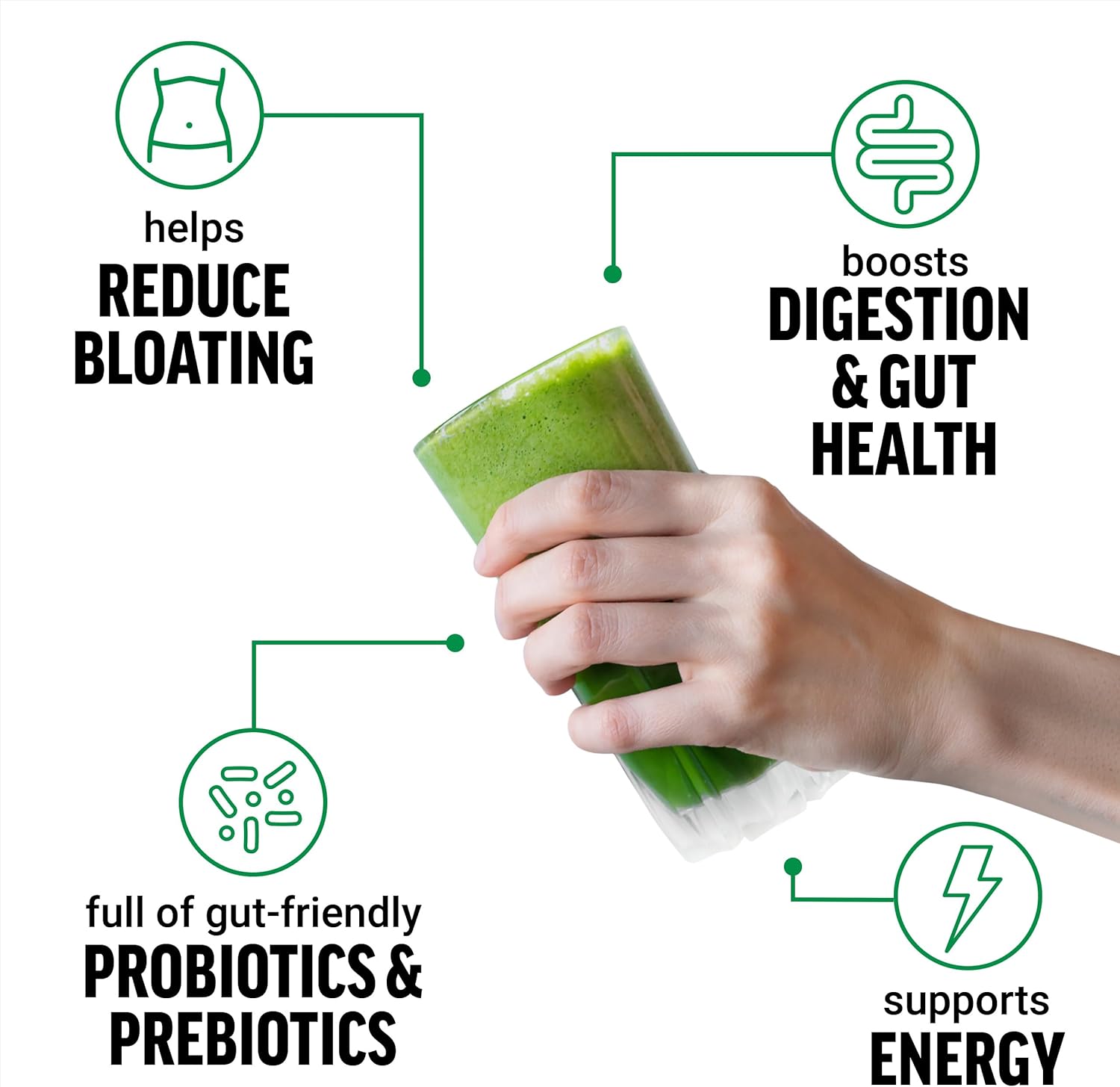 Force Factor Smarter Greens Detox Daily Gut Health Digestion 125 Million CFUs of Probiotics - Görsel 2