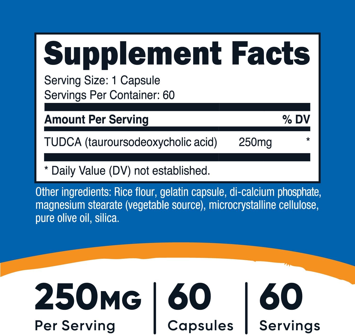 Nutricost Tudca 250mg, 60 Capsules Tauroursodeoxycholic Acid Bile salt - Premium Quality - Görsel 3