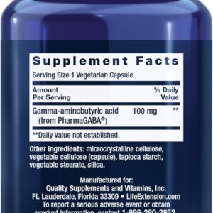 Life Extension GABA Stress Support Mood Support Sleep Relaxation 60 Caps