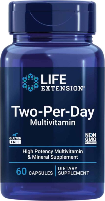 Life Extension Two-Per-Day Multivitamin+Mineral Heart, Brain, Blood Vessel & Cellular Health 60 Caps