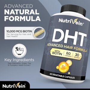 Nutrivein DHT Blocker with Biotin Hair Supplement Saw palmetto+Resveratrol 60 Caps - Görsel 5