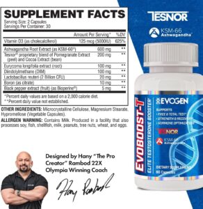 Evogen Evoboost-T Elite Testosterone Booster for Men 60 Caps - Görsel 2