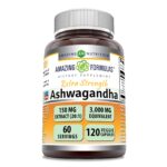 Amazing Formulas Ashwagandha Hint Ginseng Extract Supplement | 3000 Mg Per Serving | 120 Veggie Caps