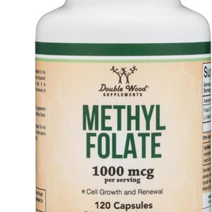 Double Wood Methylfolate 1,000mcg, 120 Caps Methylated Folate More Active Form of Folate Than Folic Acid