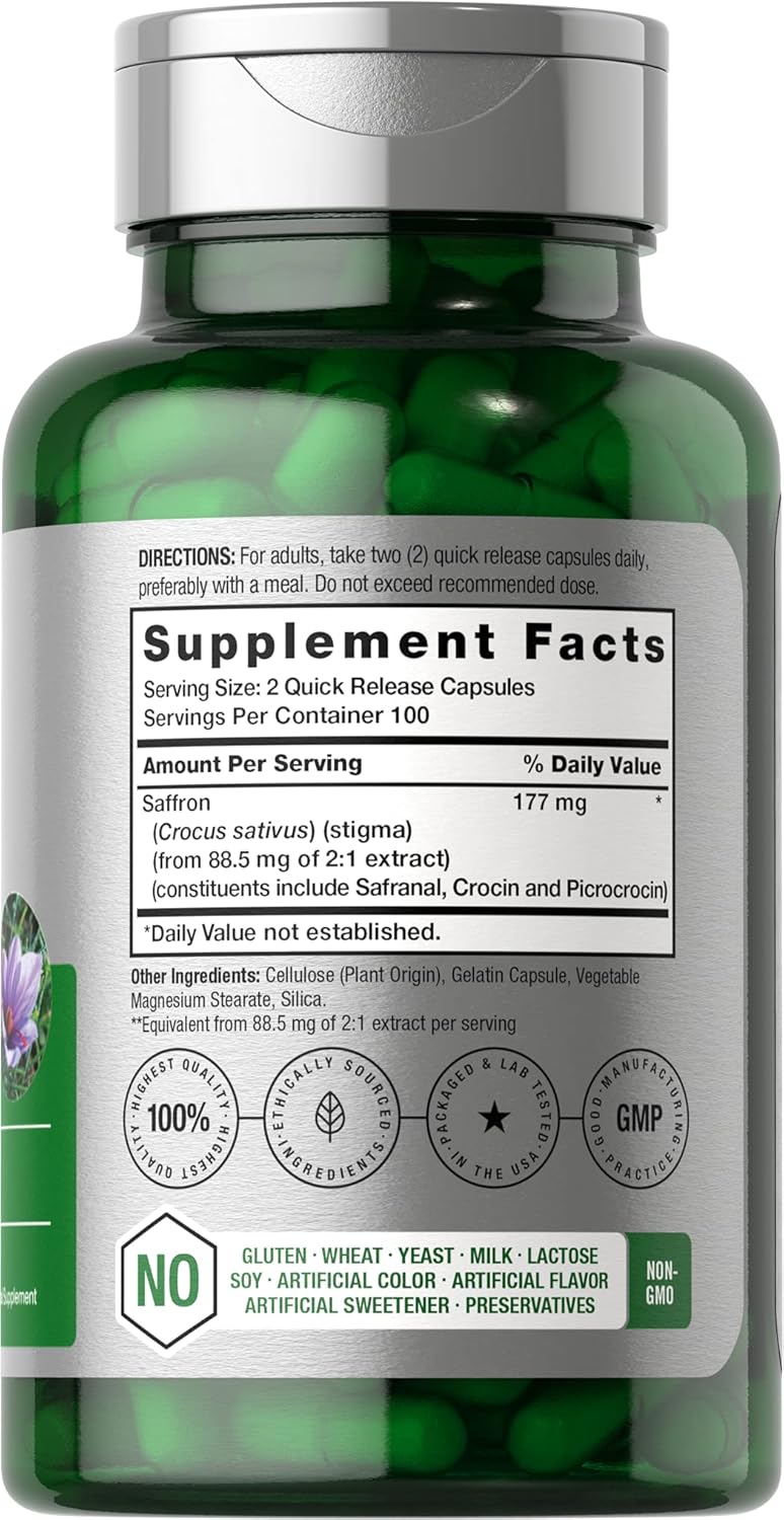 Horbaach Saffron Extract 177mg per serving 200 Capsules - Görsel 4