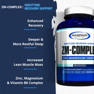 Gaspari Nutrition ZMA-Complex: Nighttime Muscle Recovery and Healthy Sleep Support for Men and Women - Zinc Magnesium Vitamin B-6 90 Caps - Görsel 2