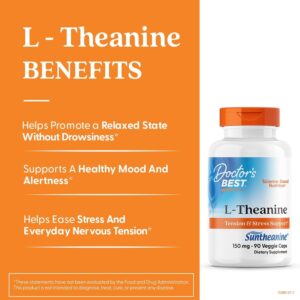 Doctor's Best L-Theanine Contains Suntheanine Helps Reduce Stress & Sleep 150 mg 90 Caps - Görsel 3