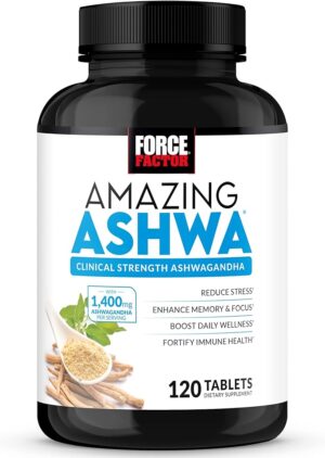 Force Factor Amazing KSM66 Ashwagandha Panax Ginseng + Black Maca + Rhodiola rosea + Theanine 120 tablets