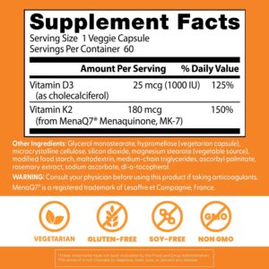 Doctor's Best Natural Vitamin K2 MK-7 Plus D3 180 mcg 60 Veggie Caps - Görsel 2
