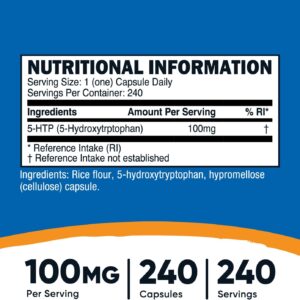 Nutricost 5-HTP 100mg, 240 Vegetarian Capsules (5-Hydroxytryptophan) – Non-GMO & Gluten Free