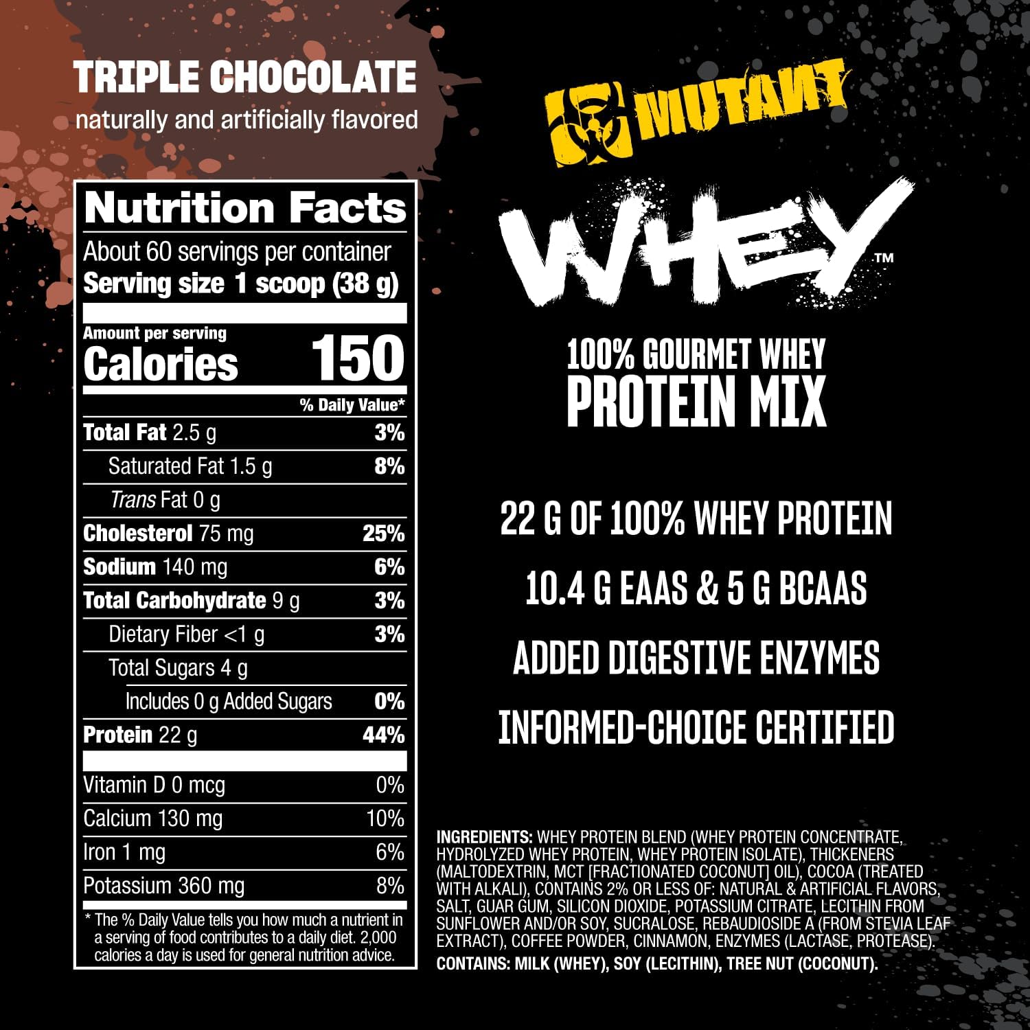 Mutant Whey – 100% Whey Protein Powder Shake, Gourmet Taste, 22g of Protein, Fast Absorbing, Easy Digesting 5lbs - Triple Chocolate - Görsel 4