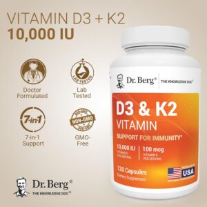Dr. Berg Maximum Strength 7-in-1 Vitamin D3 K2 Zinc 10,000 IU 120 Caps - Görsel 2