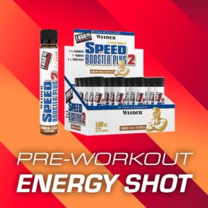 Weider Speed Booster Plus PreWorkout Energy Shot, 20 x 25 ml Lemon-Cola Flavour - Görsel 2
