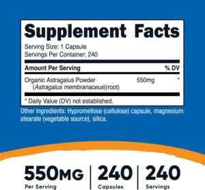 Nutricost Astragalus Membranaceus 550mg, 240 Vegetarian Capsules - Non-GMO and Gluten Free - Görsel 2