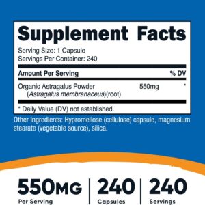 Nutricost Astragalus Membranaceus 550mg, 240 Vegetarian Capsules – Non-GMO and Gluten Free