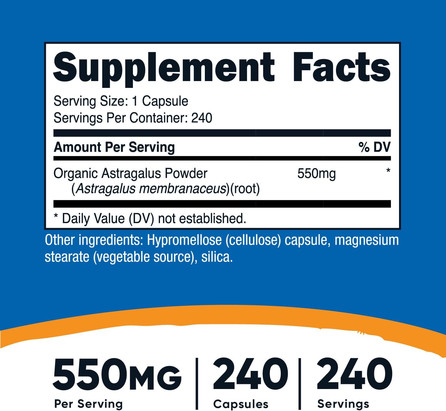Nutricost Astragalus Membranaceus 550mg, 240 Vegetarian Capsules - Non-GMO and Gluten Free - Görsel 2