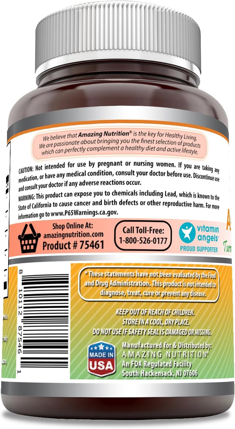 Amazing Formulas Ashwagandha Turmeric, Ginger, Rhodioa, & Black Pepper 5200 Mg Per Serving 120 Veggie Caps - Görsel 3