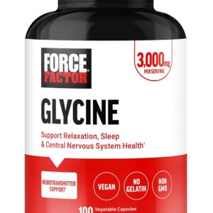 Force Factor Glycine to Promote Relaxation and Restful Sleep Support Cognitive Mood Balance, and Nerve Health, 100 Vegetable Capsules