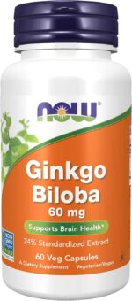 NOW Foods Ginkgo Biloba 60 mg, 60 Veg Caps