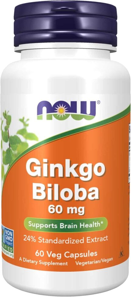NOW Foods Ginkgo Biloba 60 mg, 60 Veg Caps
