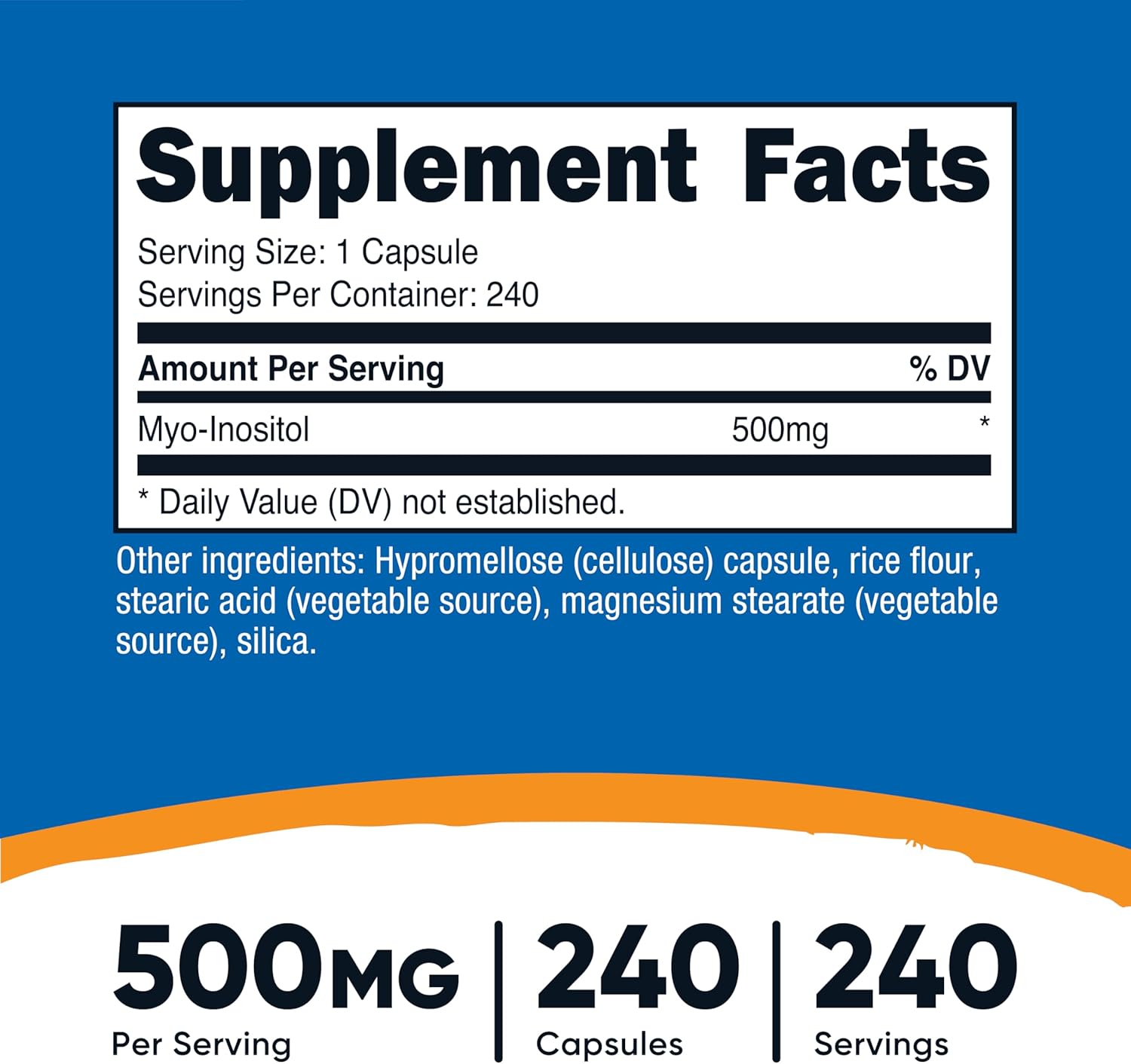 Nutricost Myo Inositol 500mg 240 Caps - Görsel 2