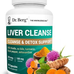 Dr. Berg Liver Cleanse Detox Milk Thistle Ox Bile & Folate Liver Turmeric Choline 60 Caps